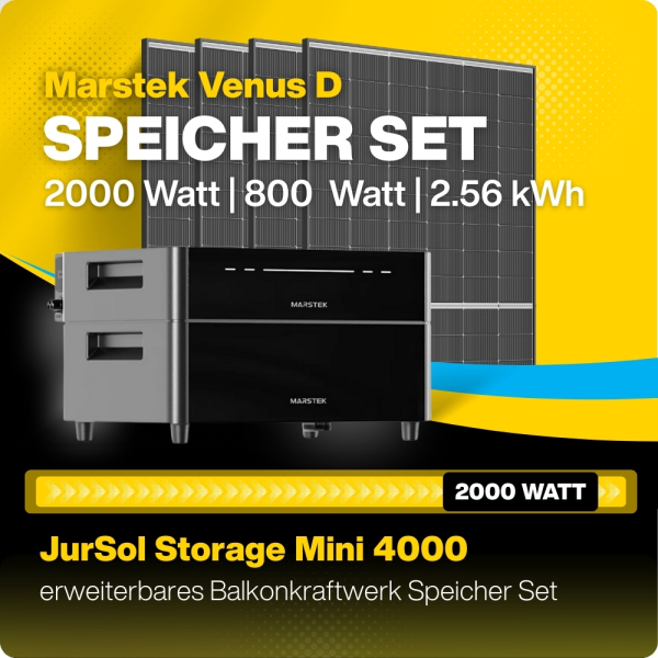 Marstek VENUS D All-In-One Balkonkraftwerk Speicher SET 2000 Watt - 2,56 kWh - 15,36 kWh